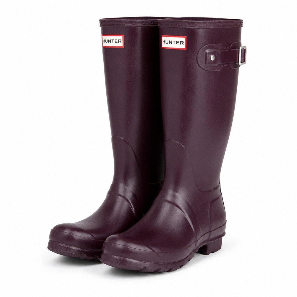 Hunter Original Short Gloss Rain Boots Womens 8 Plum Purple Gorpcore Festival